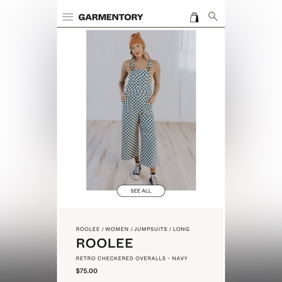 ROOLEE blue and white checkered overalls - Picture 1 of 4